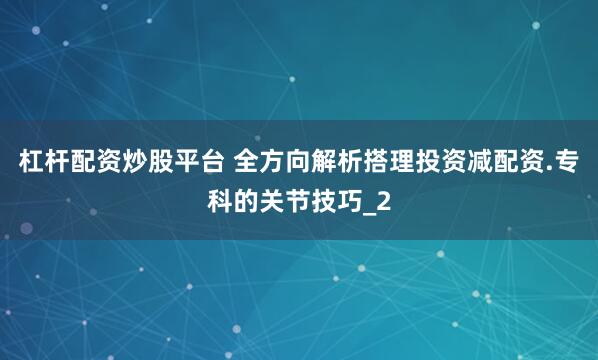 杠杆配资炒股平台 全方向解析搭理投资减配资.专科的关节技巧_2